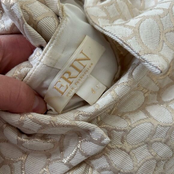 Anthropologie Erin Fetherston Cream Gold Bow Back Dress - Picture 5 of 14